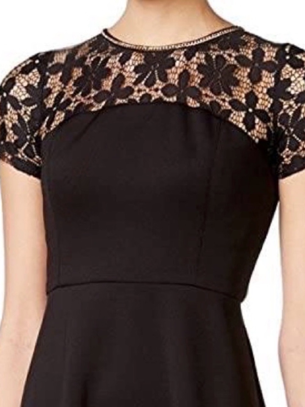 Jessica Simpson - Black Lace Yoke Fit-and-Flare Dress Size 2